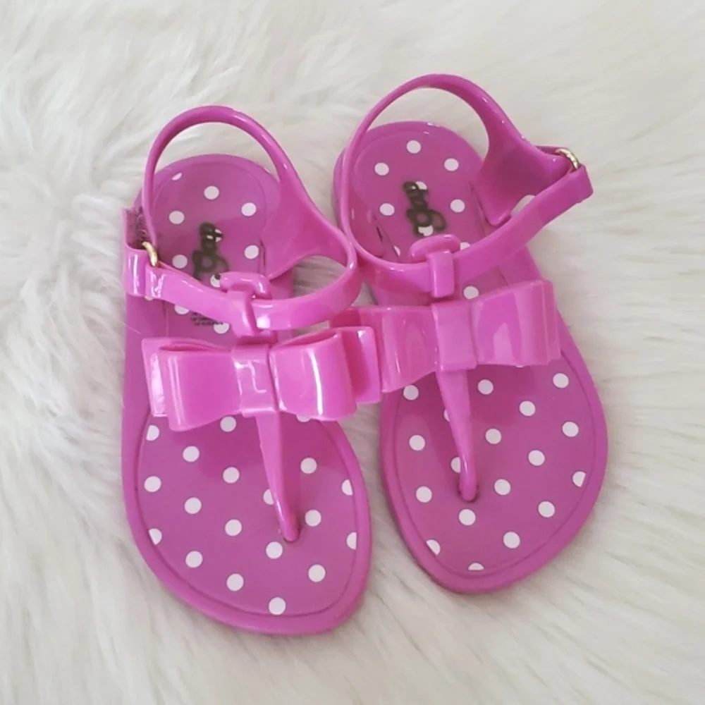 Gap toddler girls jelly thong sandals with bows sz 7